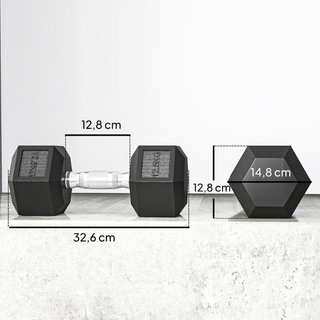 Set di Manubri Palestra da 2x12.5 kg Esagonale, Pe
