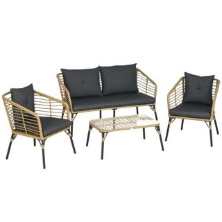 Outsunny Set da Giardino 4Pz con 2 Sedie, Divano e