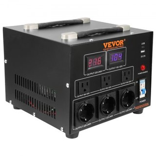 Transformador Convertidor de Voltaje, 3000VA, Transformador Pesado de Paso Arriba/Abajo, Convierte de 110 Voltios a 220 Voltios y de 220 Voltios a 110 Voltios, con Salida US Salida EU Puerto USB d...