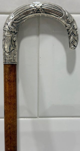 ANTIGUO BASTÓN FRANCÉS PLATA PUNZONADA SIGLO XIX