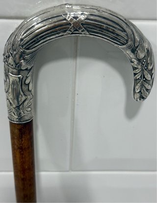 ANTIGUO BASTÓN FRANCÉS PLATA PUNZONADA SIGLO XIX