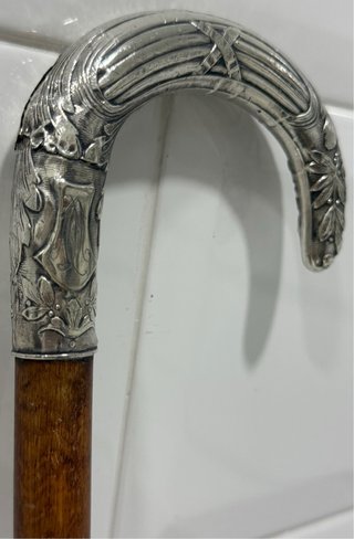ANTIGUO BASTÓN FRANCÉS PLATA PUNZONADA SIGLO XIX