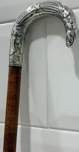 ANTIGUO BASTÓN FRANCÉS PLATA PUNZONADA SIGLO XIX