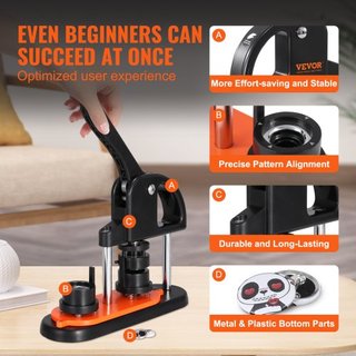Máquina de Hacer Botones, Fabricante de Pines de 0.98 pulgadas/25mm, Kit de Prensa de Botones Sin Instalación, Suministros para Hacer Botones DIY para Niños con 500 piezas de Partes de Botón, Cort...