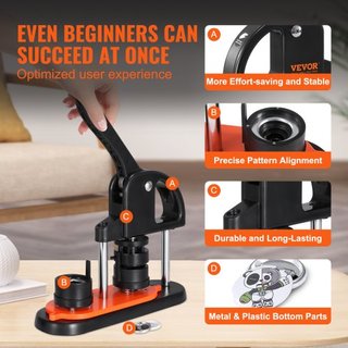 Máquina de Hacer Botones, Fabricante de Pines de 1.25 pulgadas/32mm, Kit de Prensa de Botones Sin Instalación, Suministros para Hacer Botones DIY para Niños con 500 piezas de Partes de Botón, Cort...