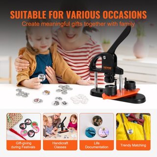 Máquina de Hacer Botones, Fabricante de Pines de 1.25 pulgadas/32mm, Kit de Prensa de Botones Sin Instalación, Suministros para Hacer Botones DIY para Niños con 500 piezas de Partes de Botón, Cort...