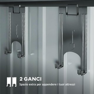 Caseta de Jardín para Herramientas de Acero 1.2X2X1.8M Con Base, Cobertizo de Jardín Con Ventanas Transparentes, Cerradura, Puerta Corredera, Techo Inclinado, 2 Ganchos y 2 Salidas de Aire, Gris