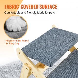 Escaleras para Mascotas de Madera/Pasos para Mascotas, Escalera de Perro Plegable 2 en 1 para Camas, Sofás y Coches, Escaleras y Rampa para Perros con 4 Pasos para Mascotas Pequeñas, Medianas y Gr...
