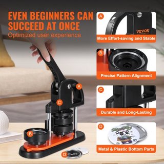 Máquina de Hacer Botones, Fabricante de Pines de 2.28 pulgadas/58mm, Kit de Prensa de Insignias Sin Instalación, Suministros para Hacer Botones DIY para Niños con 500 piezas de Partes de Botón, Co...