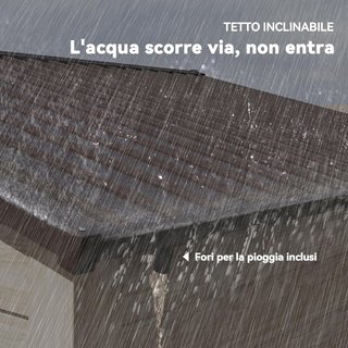 Caseta De Jardín 4.84M² De Acero Galvanizado Con Orificios De Drenaje, Ventilaciones, Cobertizo Para Herramientas Con Techo Inclinado, Doble Puerta Corredera Bloqueable, Diseño Efecto Madera, Marrón