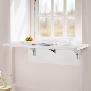 Mesa Plegable Montada en la Pared, Mesa de Montaje en la Pared de 39.4 x 19.7 pulgadas, Escritorio Flotante con Soporte de Hierro, Escritorio Plegable para Espacios Pequeños, Oficina en Casa, Come...
