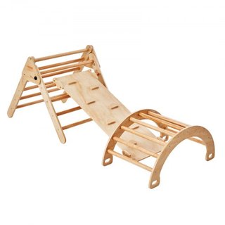 Conjunto de Triángulo Pikler, Juguetes de Escalada para Niños de 5 en 1, Parque Infantil Interior, Conjunto de Escalada Montessori con Triángulo, Rampa y Arco, Gimnasio de Escalada de Madera de Gr...