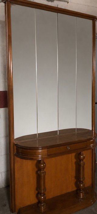 Mueble recibidor madera y cristal