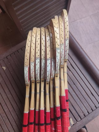 Racchette da tennis in legno, collezione vintage decorativa