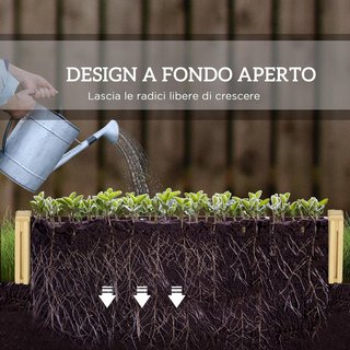 Cama para Huerto Elevado de Exterior en Madera de Abeto con 2 Fondo Abierto y Enrejado, Jardín con Enrejado para Plantas Trepadoras, para Flores, Plantas, 230X60X110 Cm, Color Madera