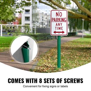Poste de señal U-Channel de 6 pies, paquete de 4 postes fijos de acero verde de alta resistencia, señal de acero U-Channel para jardín, patio, granja o intersección de tráfico