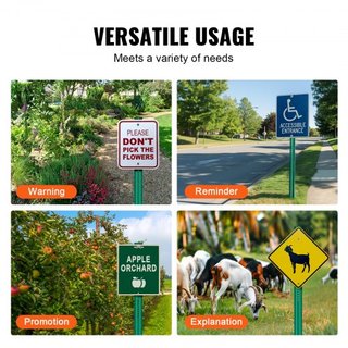 Poste de señal U-Channel de 6 pies, paquete de 4 postes fijos de acero verde de alta resistencia, señal de acero U-Channel para jardín, patio, granja o intersección de tráfico