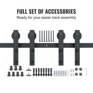 Kit de Hardware para Puerta de Granero Deslizante de 243.8 cm, Kit de Pista de Puerta de Granero de 149.7 kg para Puertas Dobles, Acomoda Ancho Total de 112-131 cm y Paneles de Puerta de 3.3-4.6 c...