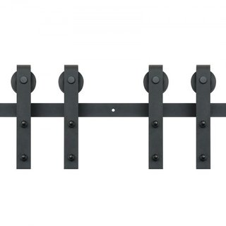 Kit de Hardware para Puerta de Granero Deslizante de 243.8 cm, Kit de Pista de Puerta de Granero de 149.7 kg para Puertas Dobles, Acomoda Ancho Total de 112-131 cm y Paneles de Puerta de 3.3-4.6 c...