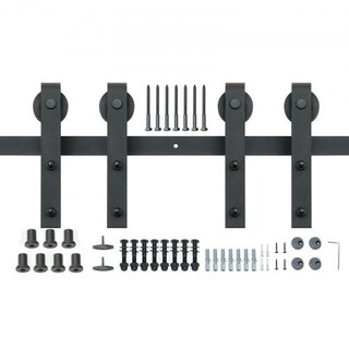 Kit de Hardware para Puerta de Granero Deslizante de 243.8 cm, Kit de Pista de Puerta de Granero de 149.7 kg para Puertas Dobles, Acomoda Ancho Total de 112-131 cm y Paneles de Puerta de 3.3-4.6 c...