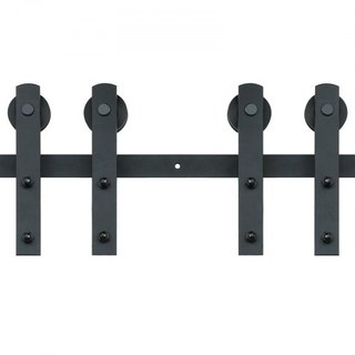 Kit de Hardware para Puerta de Granero Deslizante de 243.8 cm, Kit de Pista de Puerta de Granero de 149.7 kg para Puertas Dobles, Acomoda Ancho Total de 112-131 cm y Paneles de Puerta de 3.3-4.6 c...