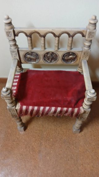 Silla vintage madera y terciopelo