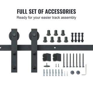 Kit de Hardware para Puerta de Granero Deslizante de 8FT, Capacidad de Carga de 149.7 kg, Kit de Riel de Puerta de Granero Pesado para Puerta Individual, Acomoda Panel de Puerta de 112.8-131.1 cm ...