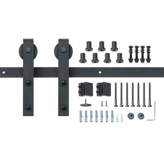 Kit de Hardware para Puerta de Granero Deslizante de 8FT, Capacidad de Carga de 149.7 kg, Kit de Riel de Puerta de Granero Pesado para Puerta Individual, Acomoda Panel de Puerta de 112.8-131.1 cm ...