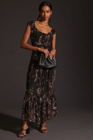 Vestido de Anthropologie XS, negro y rosa