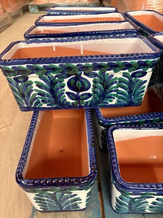 4 fioriere in ceramica dipinte a mano