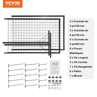 Paneles de pared enrejados de 61 x 170.7 cm, 2 paquetes de estantes de exhibición de enrejado con base en T de pie, paneles de enrejado de doble cara para ferias de arte y manualidades, exhibición...