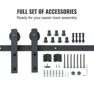 Kit de Hardware para Puerta de Granero Deslizante de 243.8 cm, Capacidad de Carga de 149.7 kg, Kit de Pista de Puerta de Granero de Alta Resistencia para Puerta Individual, Acomoda Panel de Puerta...