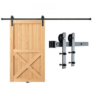 Kit de Hardware para Puerta de Granero Deslizante de 243.8 cm, Capacidad de Carga de 149.7 kg, Kit de Pista de Puerta de Granero de Alta Resistencia para Puerta Individual, Acomoda Panel de Puerta...
