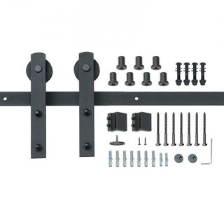 Kit de Hardware para Puerta de Granero Deslizante de 243.8 cm, Capacidad de Carga de 149.7 kg, Kit de Pista de Puerta de Granero de Alta Resistencia para Puerta Individual, Acomoda Panel de Puerta...