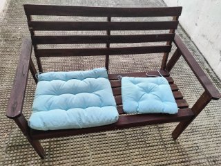 Sillón y banco madera jardín