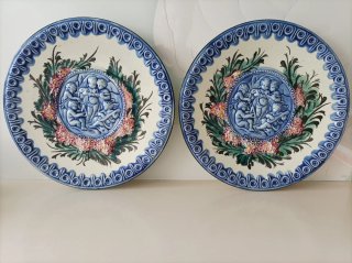 2 Platos Manises Cerámica Figuras Niños