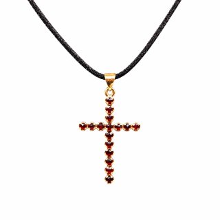 Cruz 18k Oro Granates Rojos
