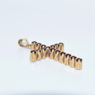 Cruz 18k Oro Granates Rojos