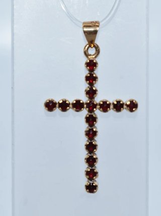 Cruz 18k Oro Granates Rojos