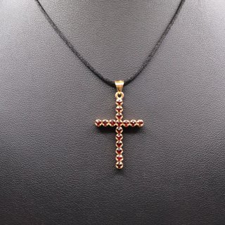 Cruz 18k Oro Granates Rojos