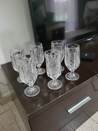 Set de 6 copas de cristal tallado