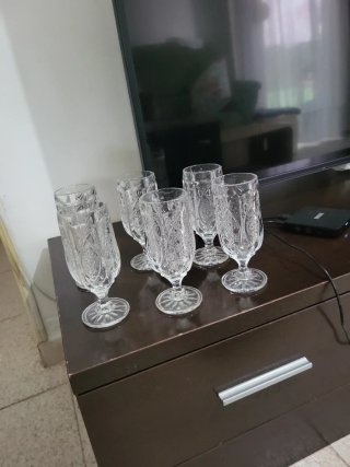 Set de 6 copas de cristal tallado