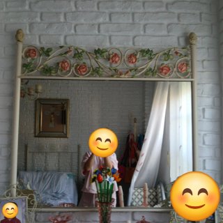 Cabecero 135cm y espejo floral