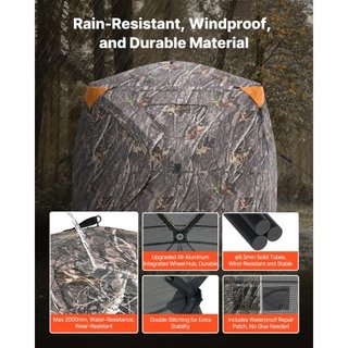 Cámara de Caza, Cámara de Tierra Transparente de 270°, Cámara de Caza Plegable para 4-5 Personas con Bolsa de Transporte, Tienda de Caza Portátil y Resistente, Malla Transparente Unidireccional pa...