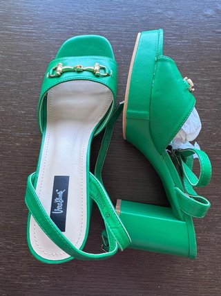 Sandali Vera Bluma Verdi Tacco Alto Oro Tg 40