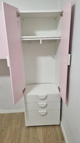 Armario infantil IKEA rosa/blanco