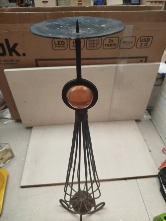 Candelabro vintage hierro y cristal