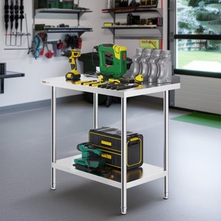 Mesa de Trabajo de Acero Inoxidable de 24 x 36 x 36 Pulgadas, Mesa de Preparación de Alimentos Comercial, Mesa de Trabajo Pesada, Mesa de Trabajo de Metal con Altura Ajustable para Restaurante, Ho...