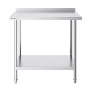 Mesa de Trabajo de Acero Inoxidable de 24 x 36 x 36 Pulgadas, Mesa de Preparación de Alimentos Comercial, Mesa de Trabajo Pesada, Mesa de Trabajo de Metal con Altura Ajustable para Restaurante, Ho...
