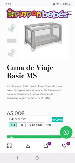 Parque cuna infantil de viaje